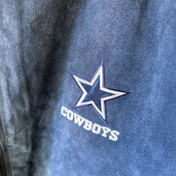 Vintage Pro Player Dallas Cowboys Blue Gray Leather Jacket Men’s 2XL NFL - Picture 4 of 10